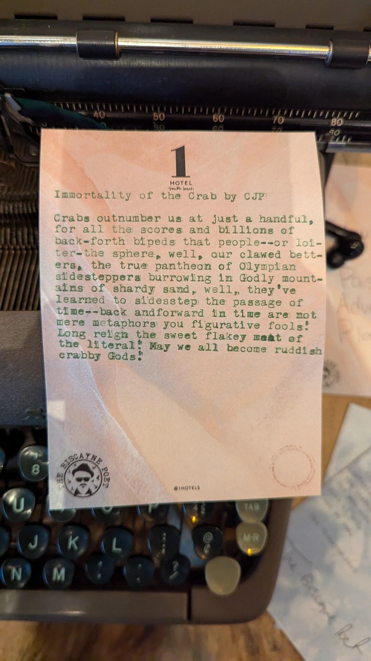 Additional archive image for Immortality of the Crab by Chris the Poet