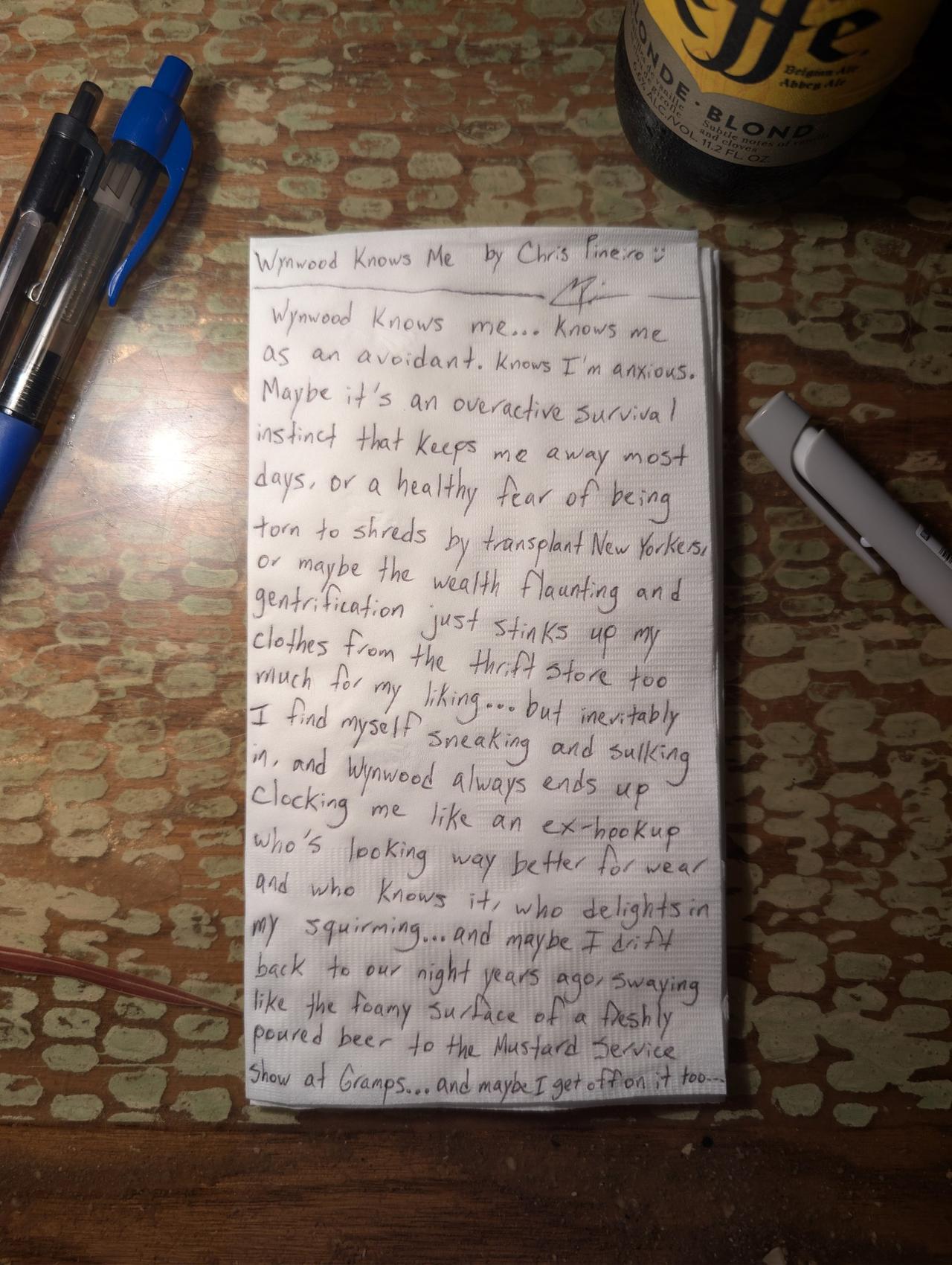 Original typewritten poem Wynwood Knows Me by Chris the Poet