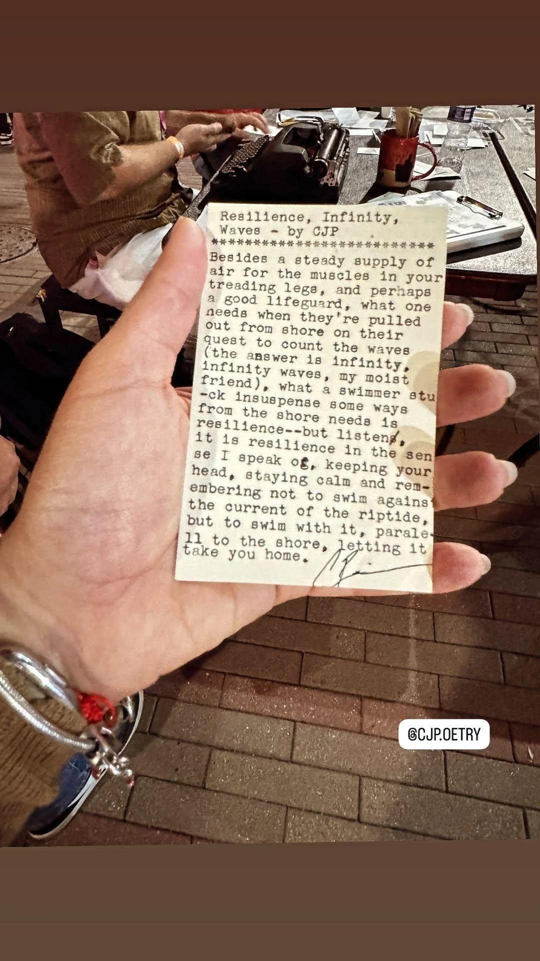 Original typewritten poem Resilience, Infinity, Roses by Chris the Poet