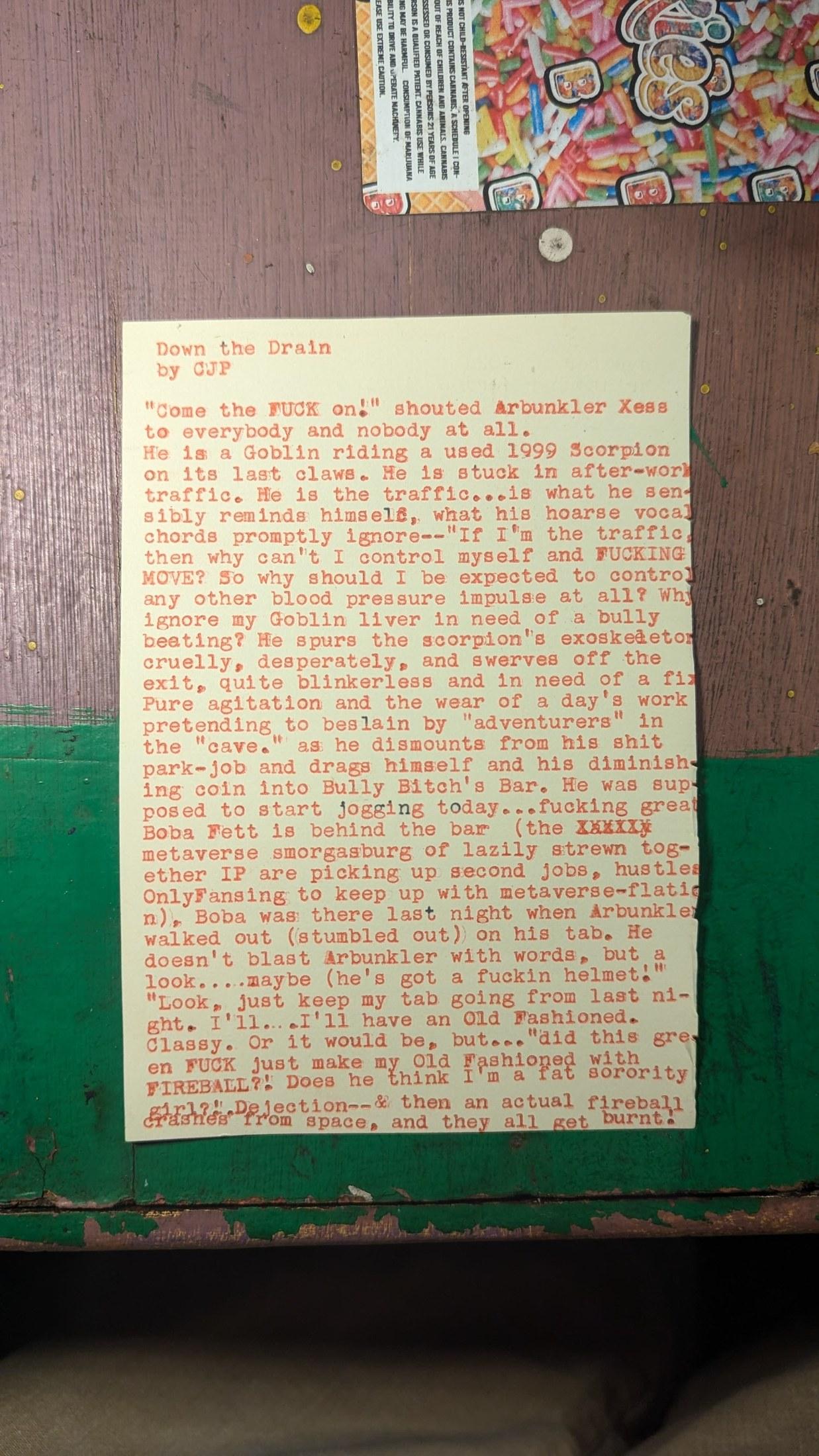 Original typewritten poem Crave the Crabs by Chris the Poet
