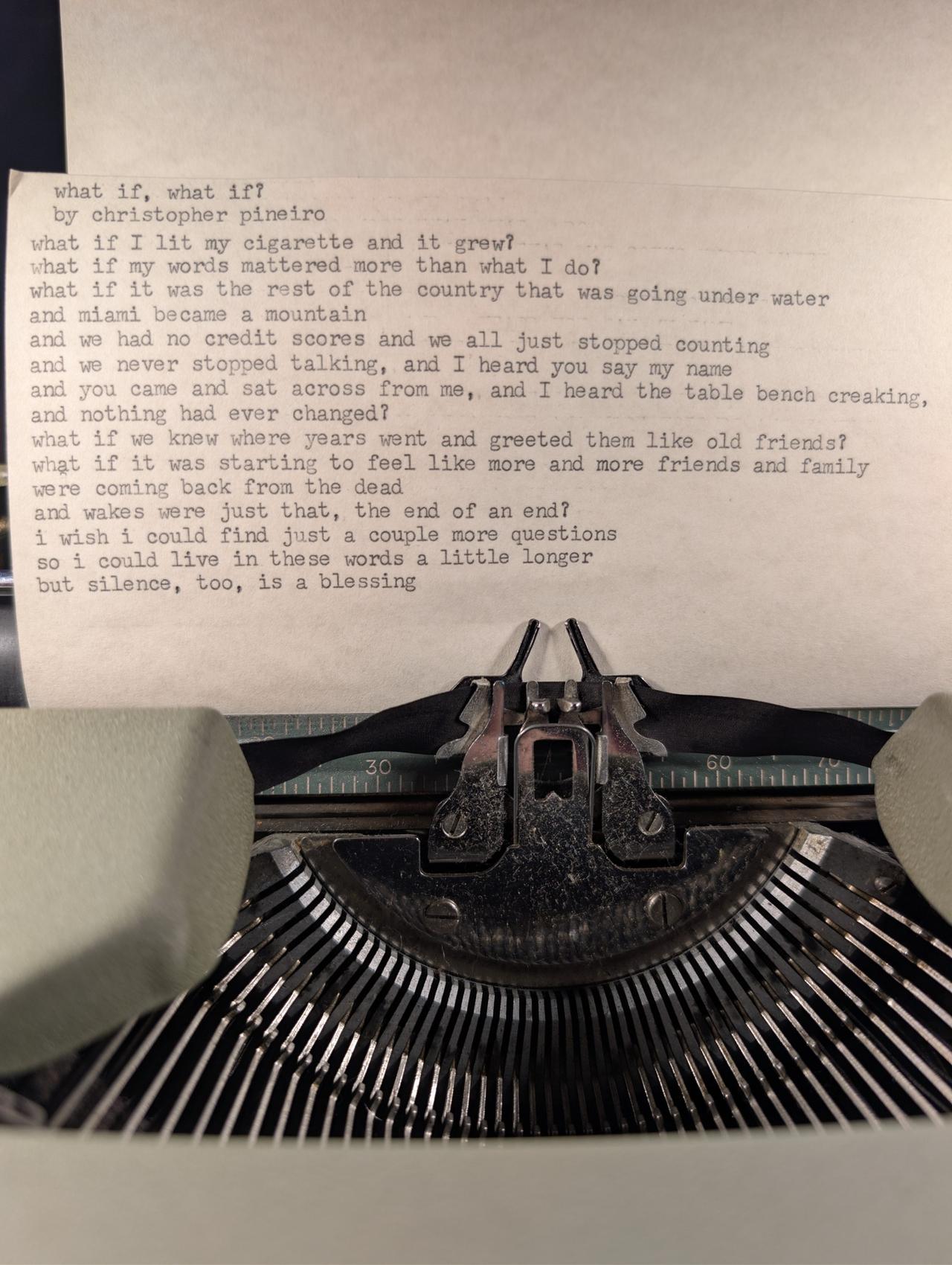 Original typewritten poem what if, what if? by Chris the Poet