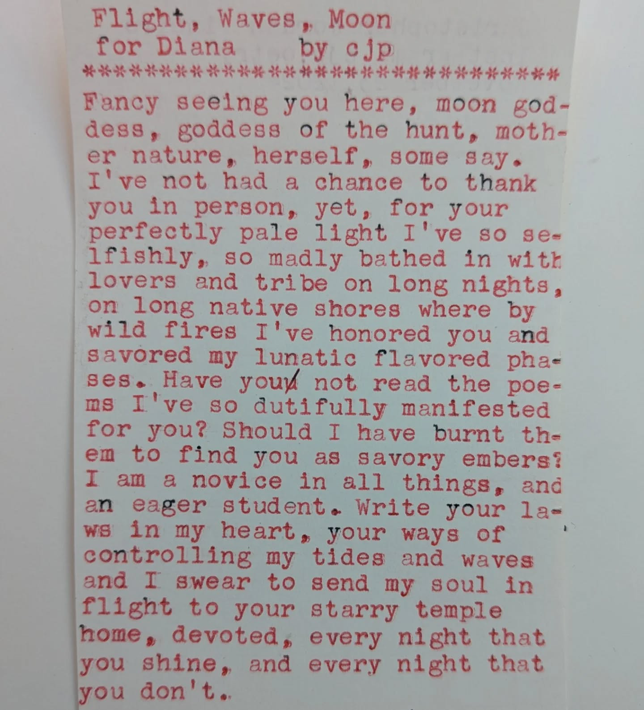 Additional archive image for Flight, Waves, Moon for Diana by Chris the Poet