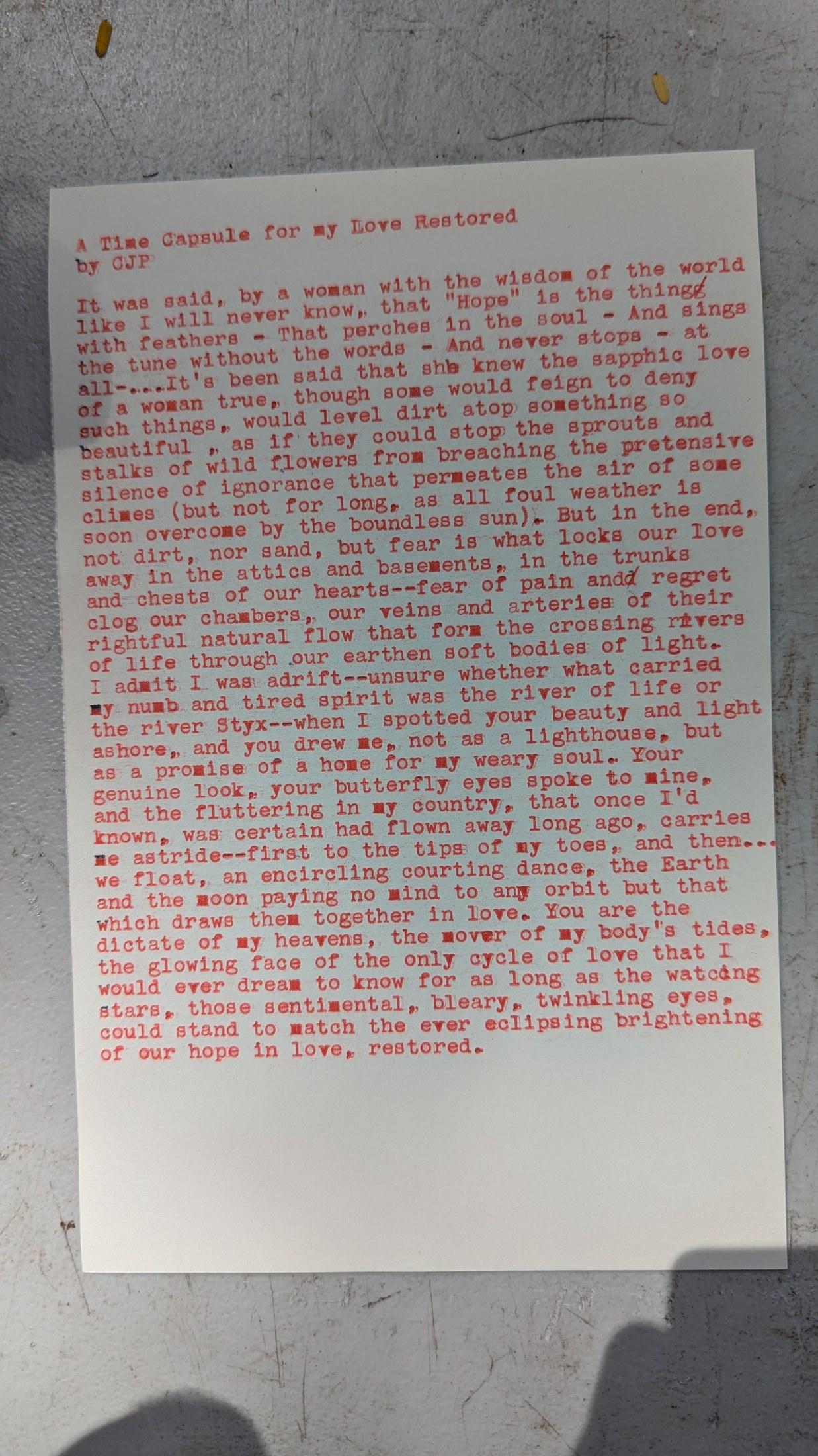 Additional archive image for A Time Capsule for my Love Restored by Chris the Poet