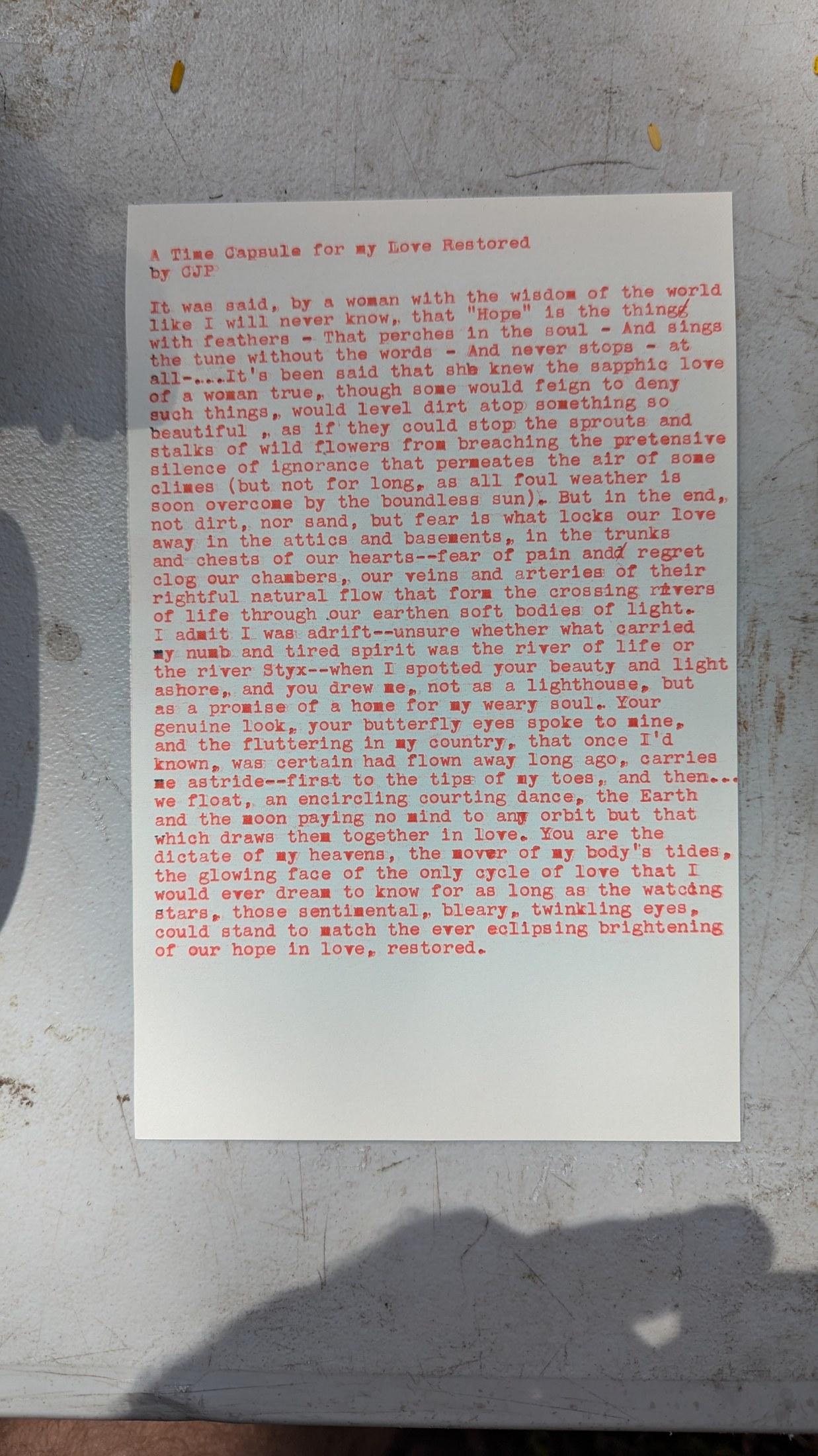 Additional archive image for A Time Capsule for my Love Restored by Chris the Poet