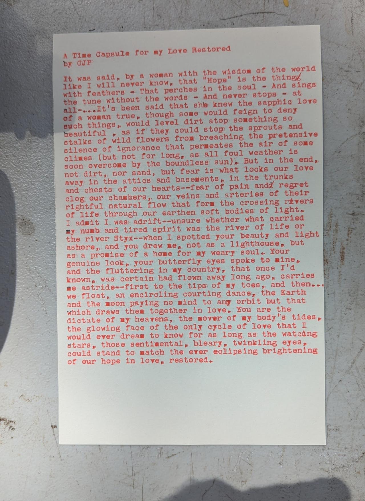 Additional archive image for A Time Capsule for my Love Restored by Chris the Poet