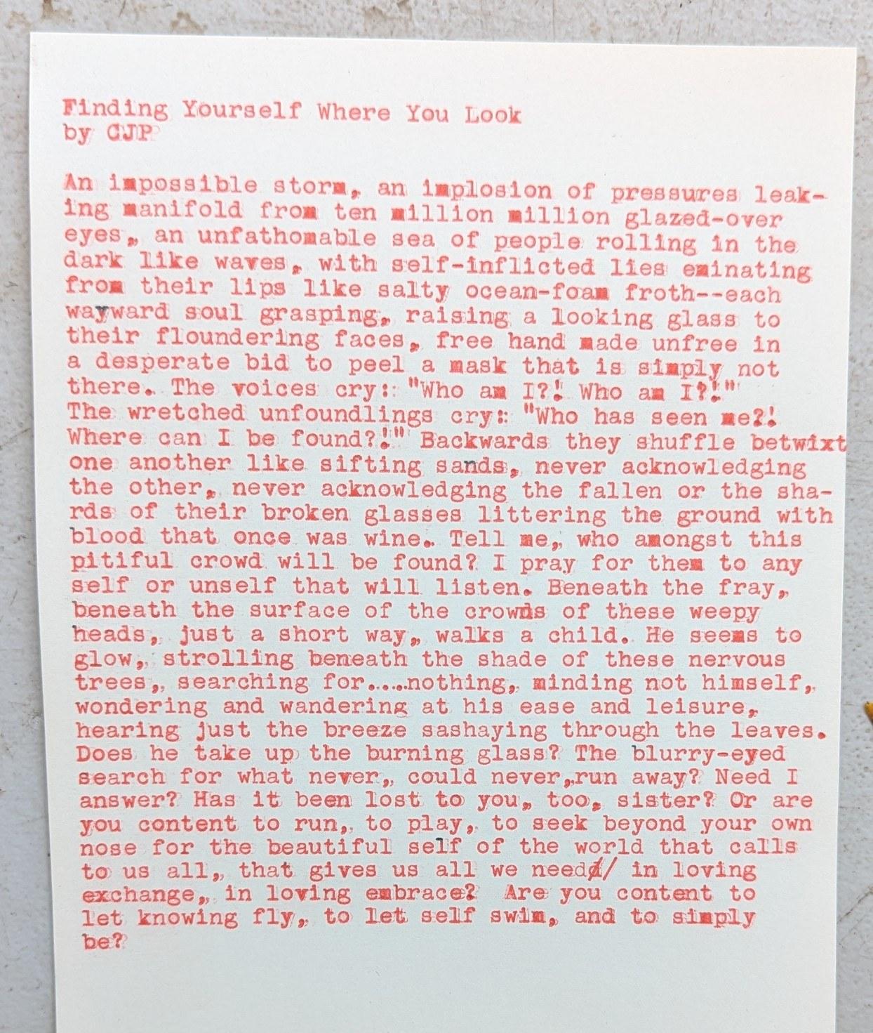 Additional archive image for Finding Yourself Where You Look by Chris the Poet