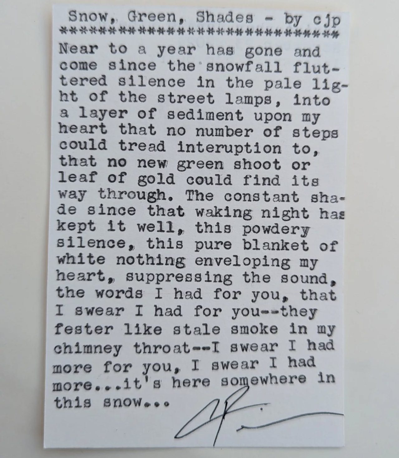 Additional archive image for Snow, Green, Shades by Chris the Poet
