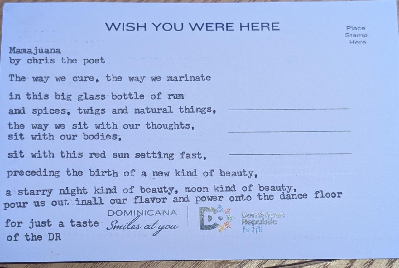 Original typewritten poem MamaJuana by Chris the Poet