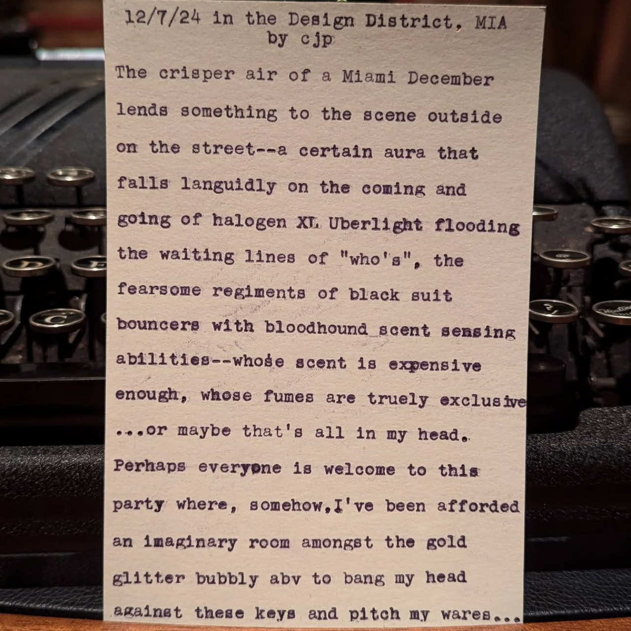 Additional archive image for 12/7/24 In the Design District, MIA by Chris the Poet