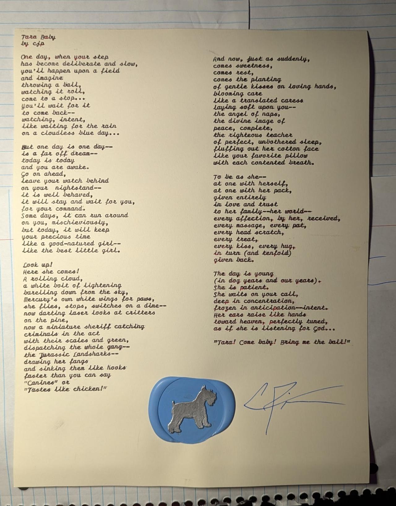 Original typewritten poem True Holy by Chris the Poet