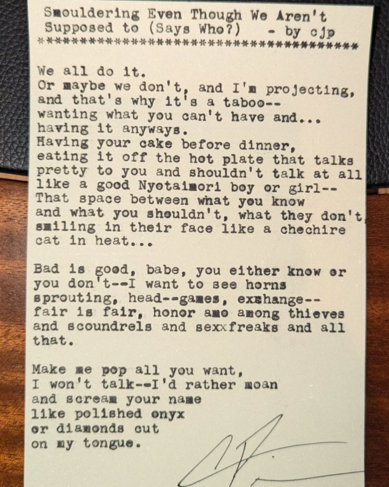 Additional archive image for Smouldering Even Though We Aren't Supposed to (Says Who?) by Chris the Poet