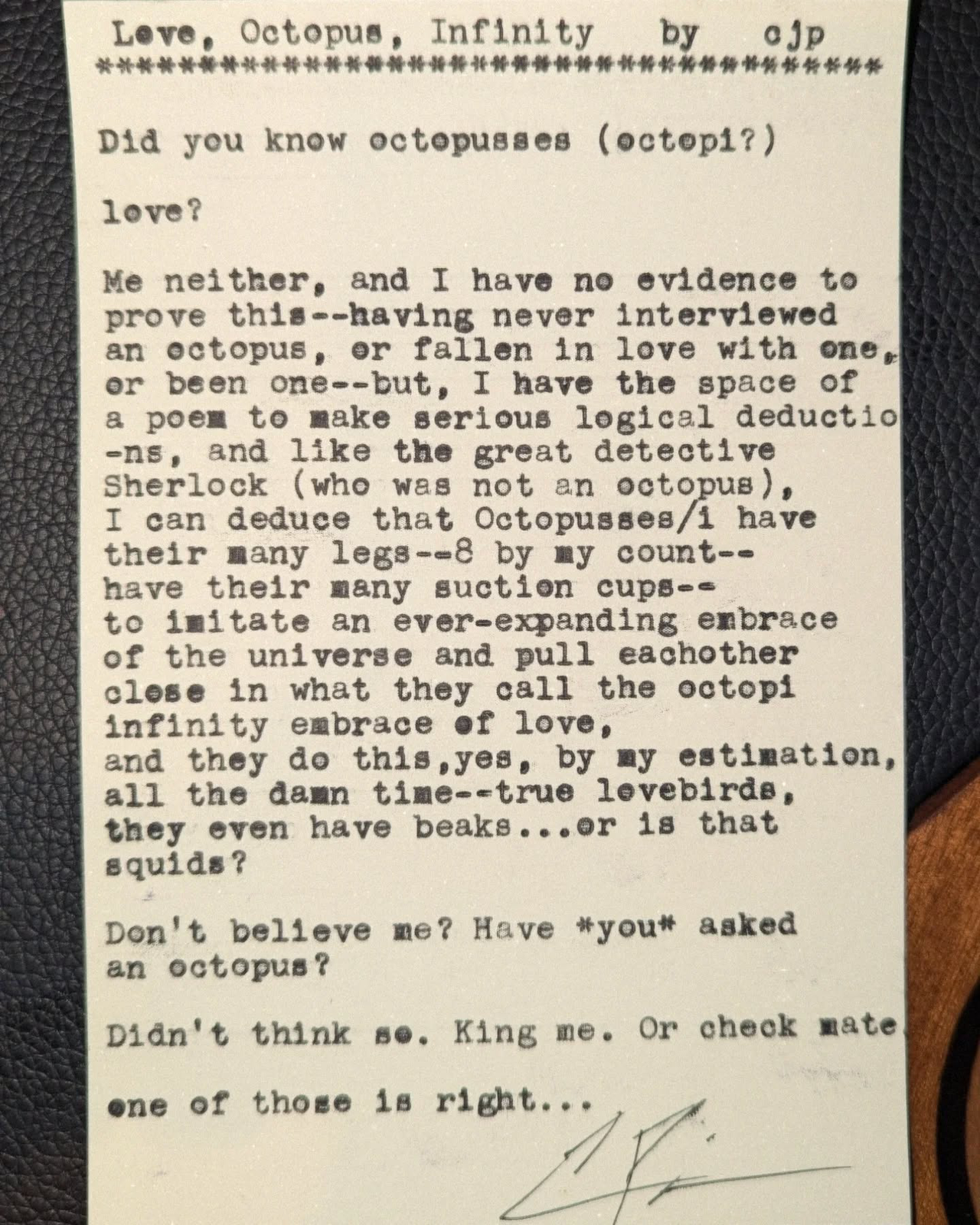Additional archive image for Love, Octopus, Infinity by Chris the Poet