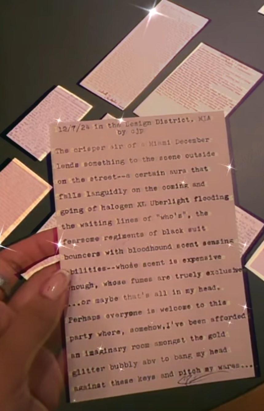 Original typewritten poem 12/7/24 In the Design District, MIA by Chris the Poet