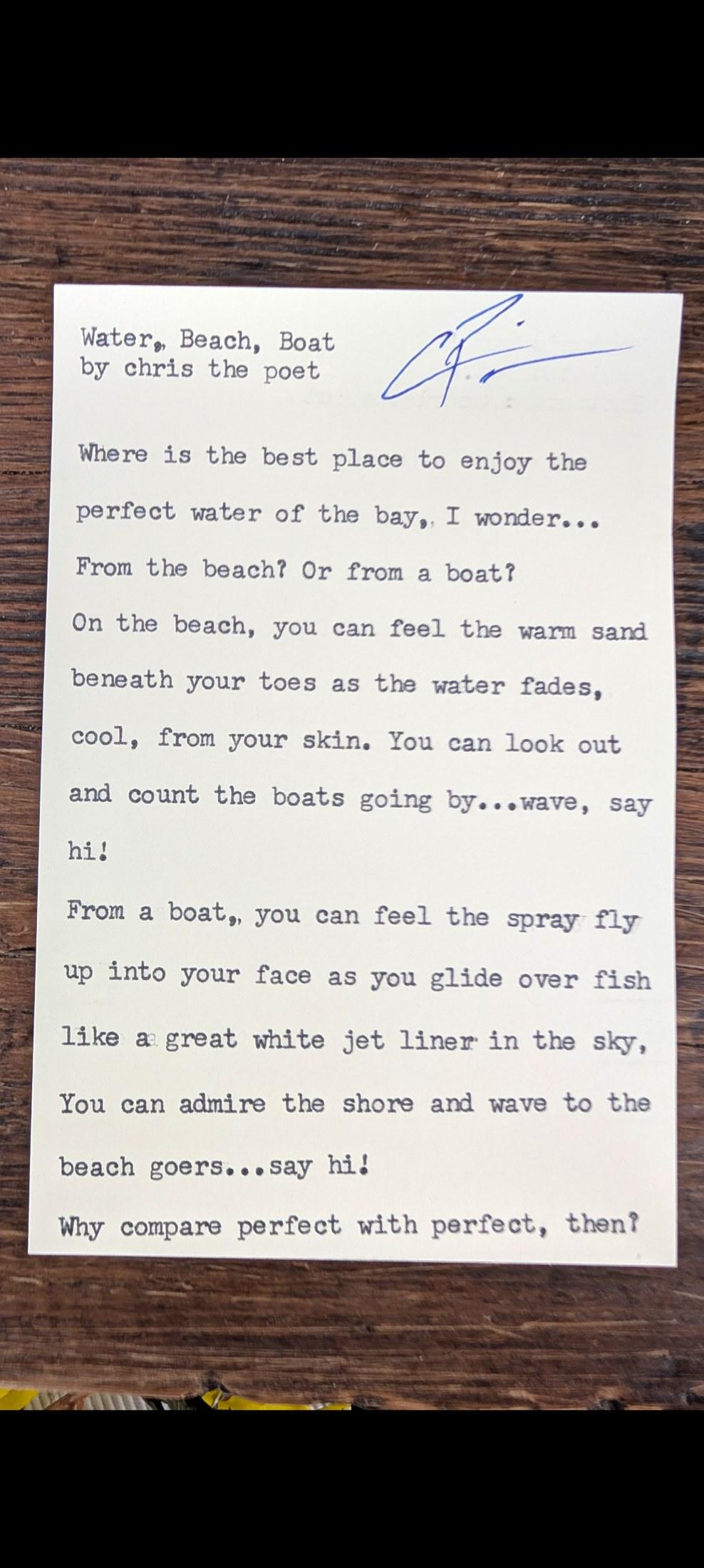 Additional archive image for Water, Beach, Boat by Chris the Poet