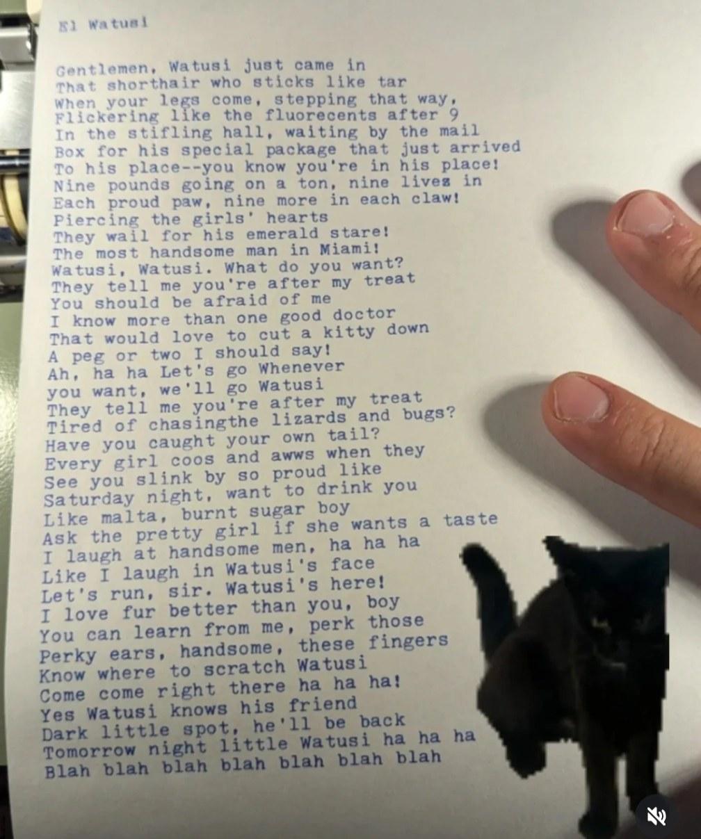 Original typewritten poem El Natural by Chris the Poet