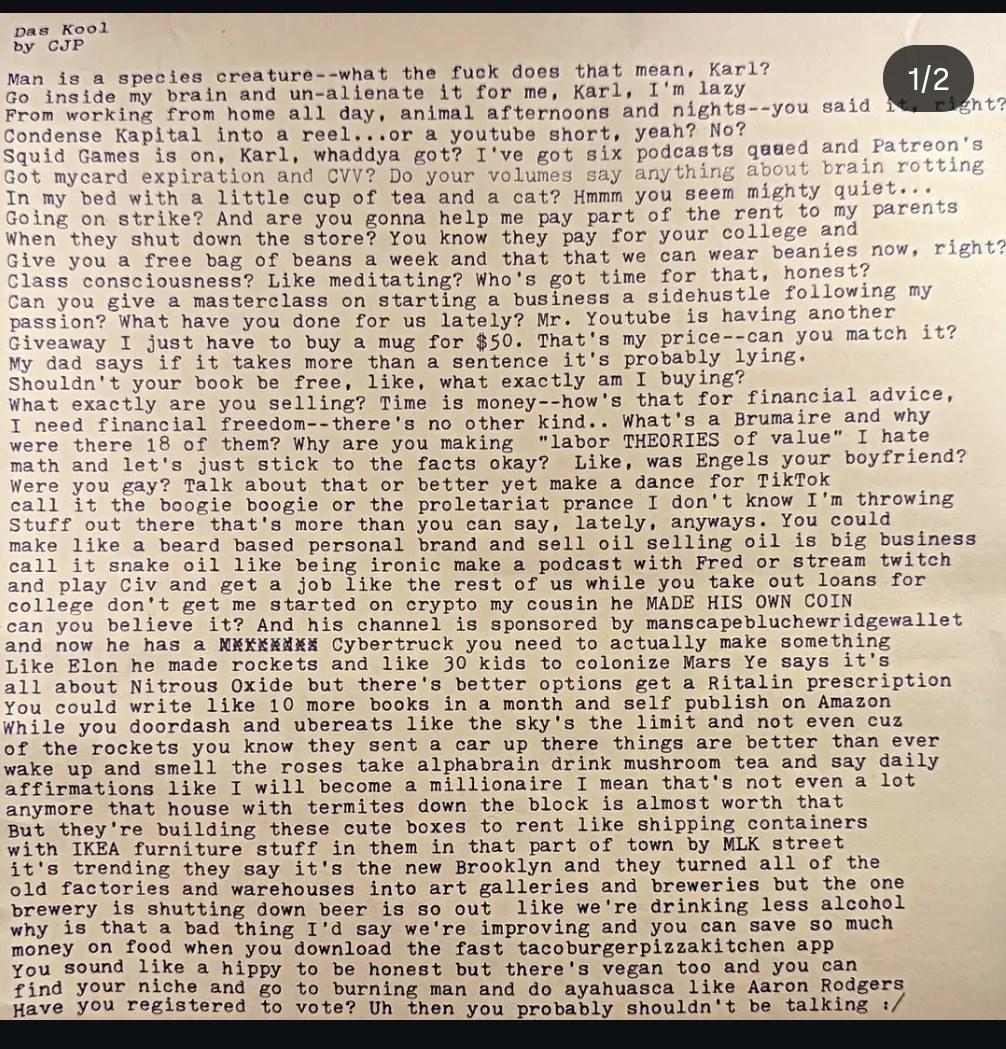 Original typewritten poem The Heart by Chris the Poet
