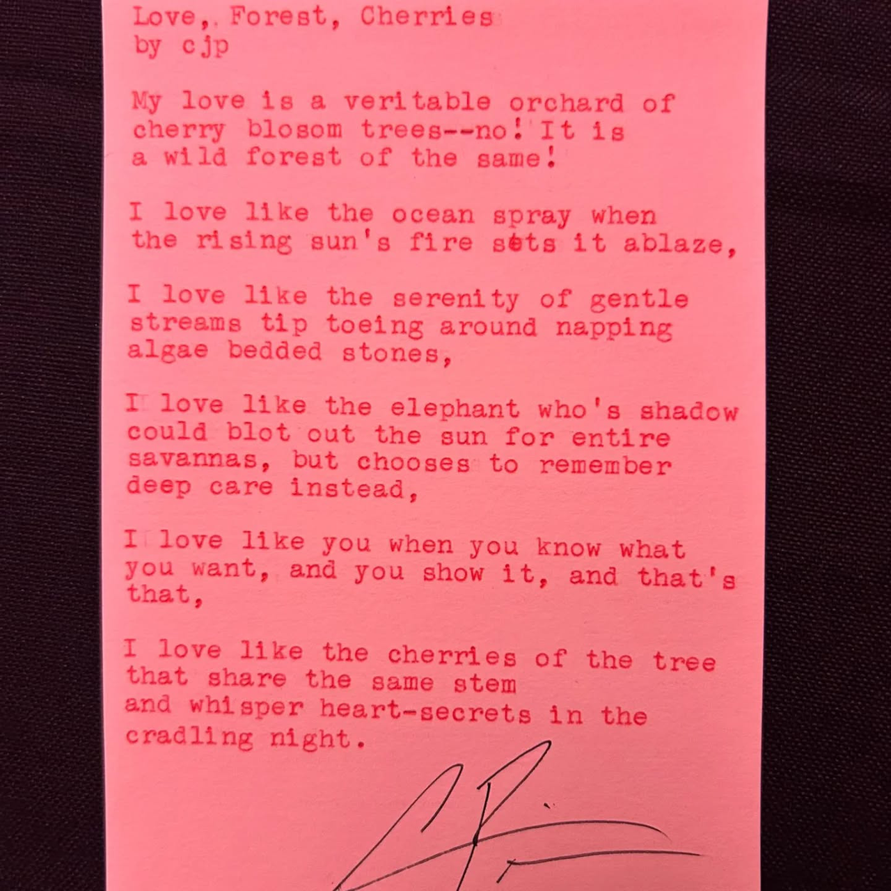 Additional archive image for Love, Forest, Cherries by Chris the Poet