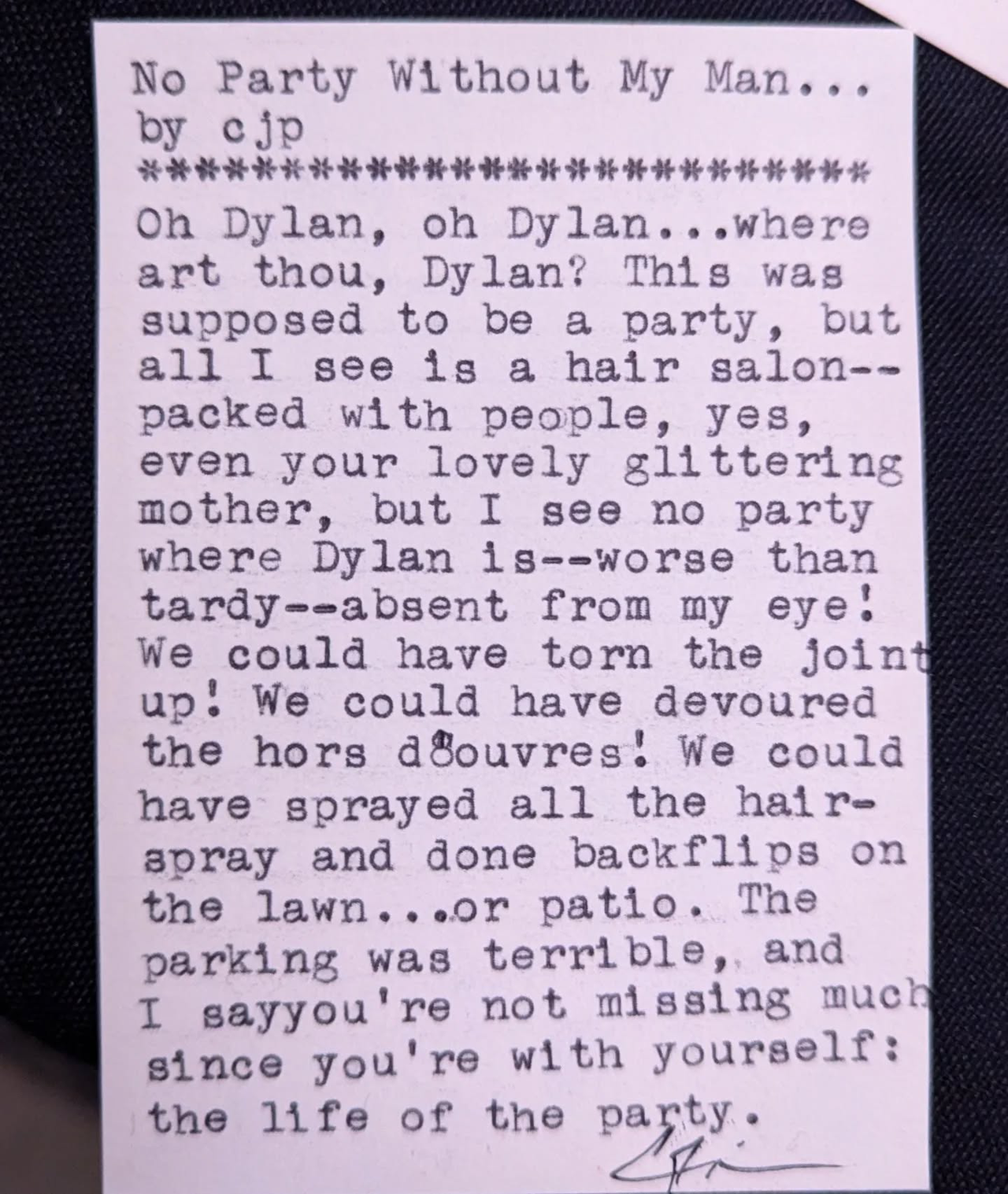 Additional archive image for No Party Without My Man... by Chris the Poet