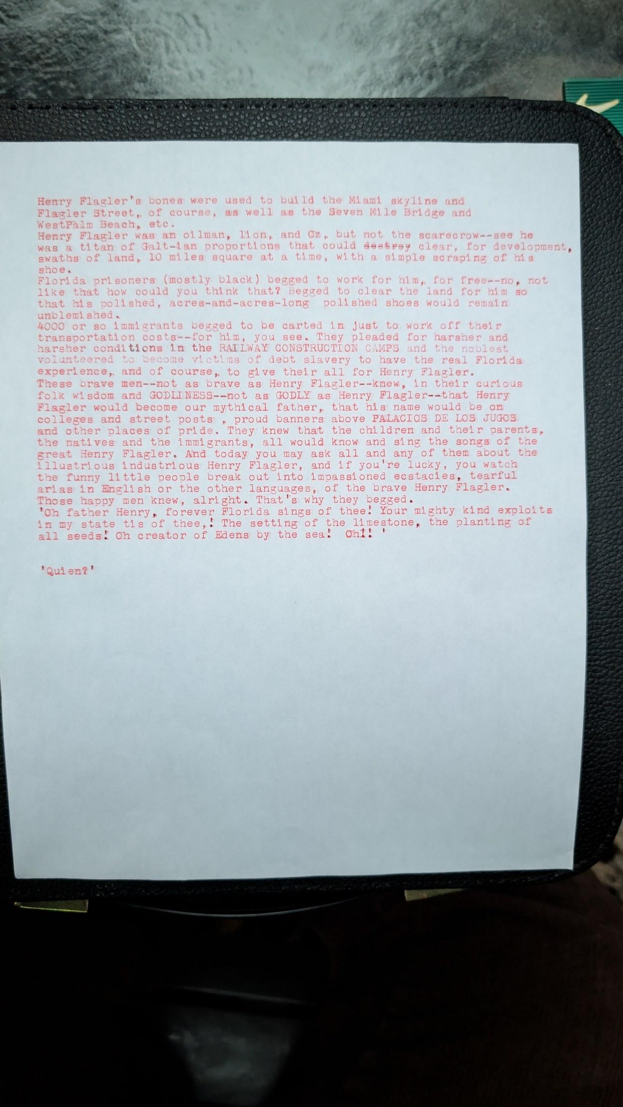 Original typewritten poem Untitled — Henry Flagler's bones by Chris the Poet