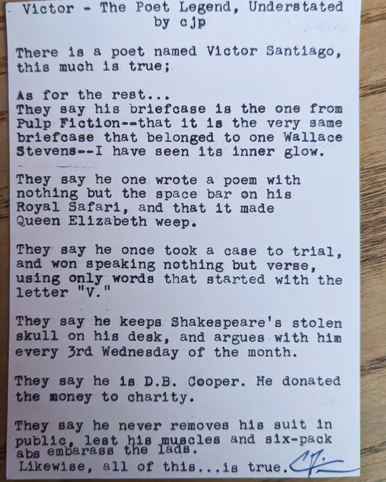 Additional archive image for Victor - The Poet Legend, Understated by Chris the Poet