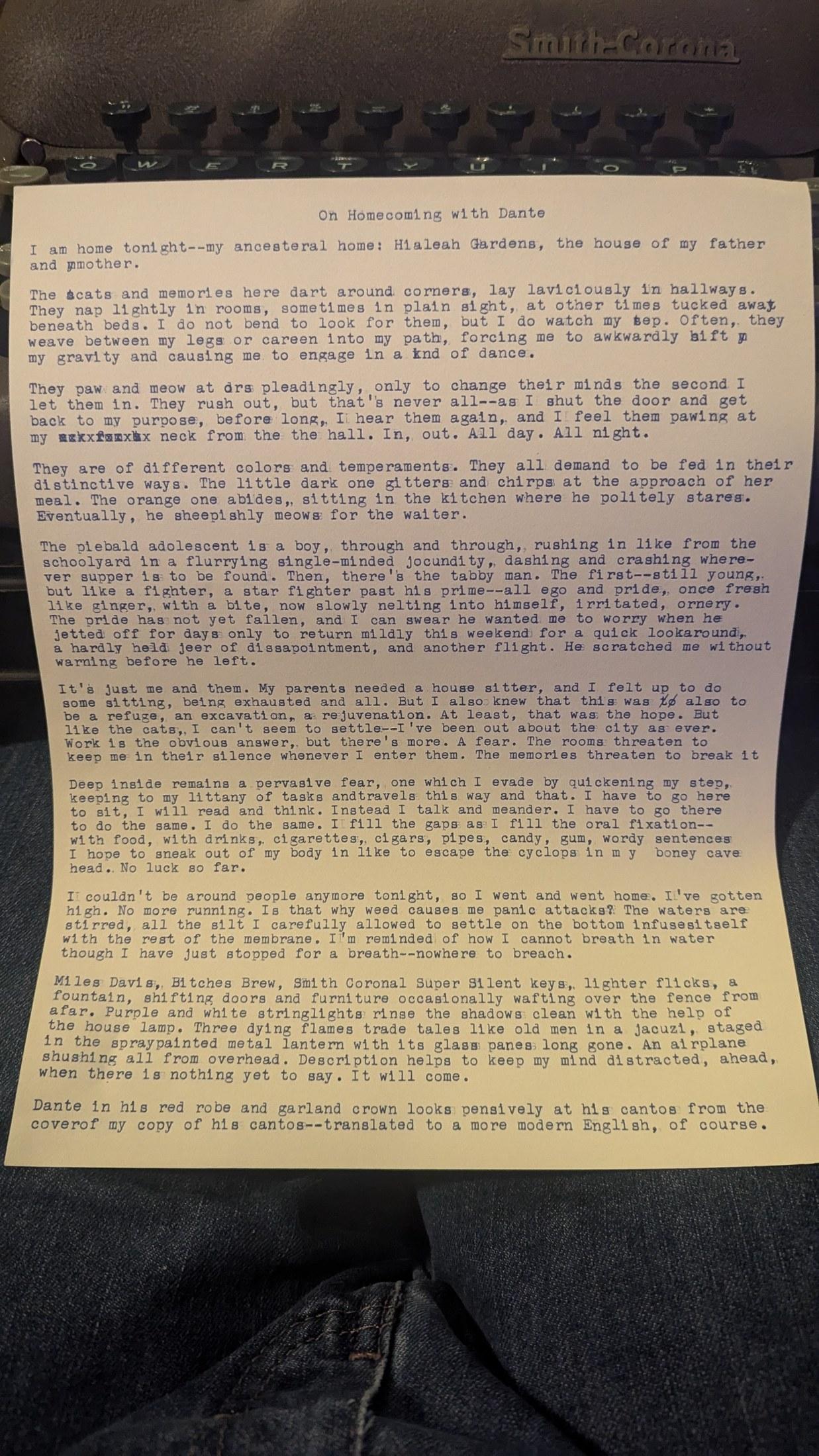 Original typewritten poem Reconnecting with Zach by Chris the Poet