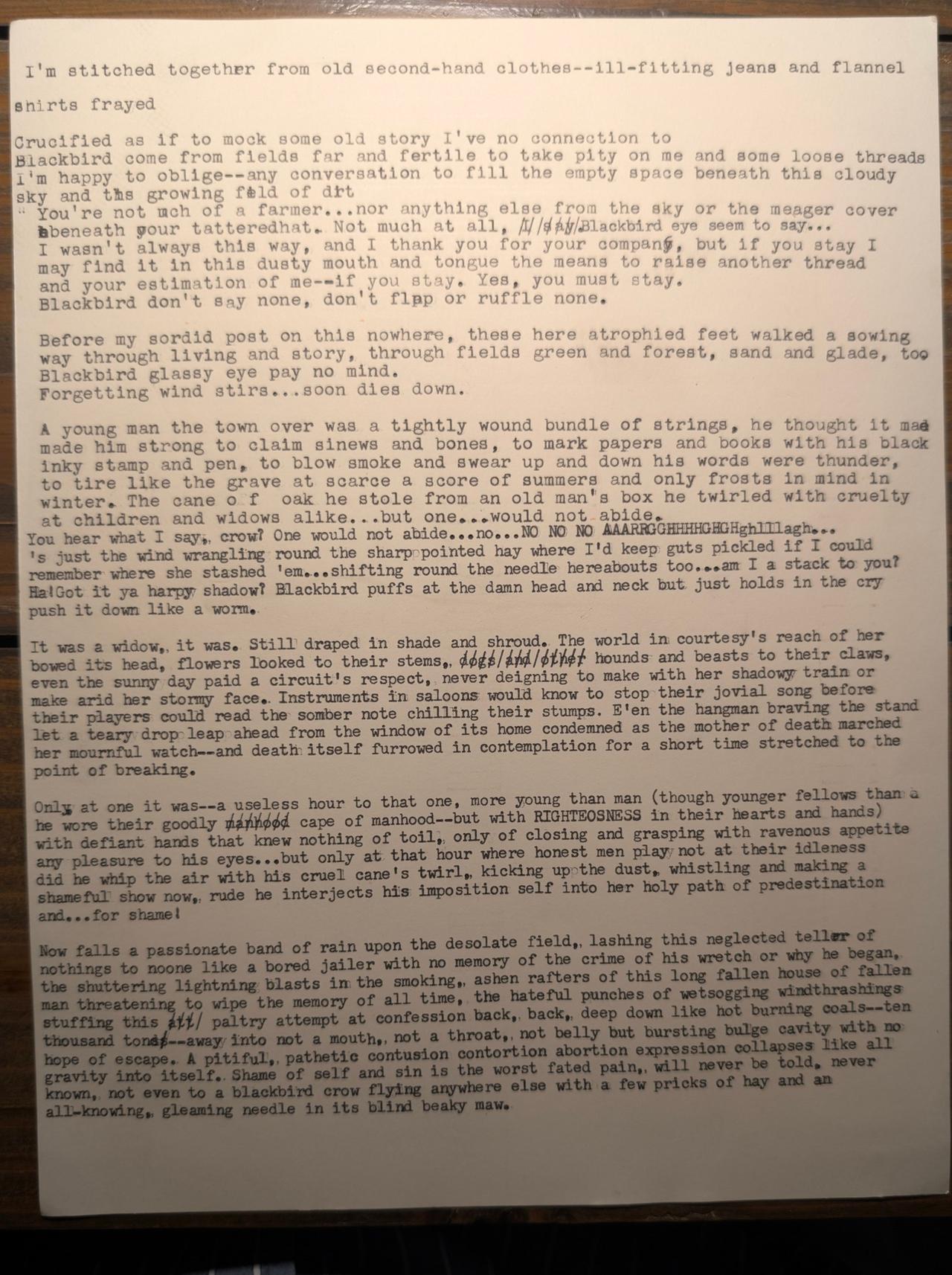 Original typewritten poem I'm stitched together from old second hand clothes by Chris the Poet
