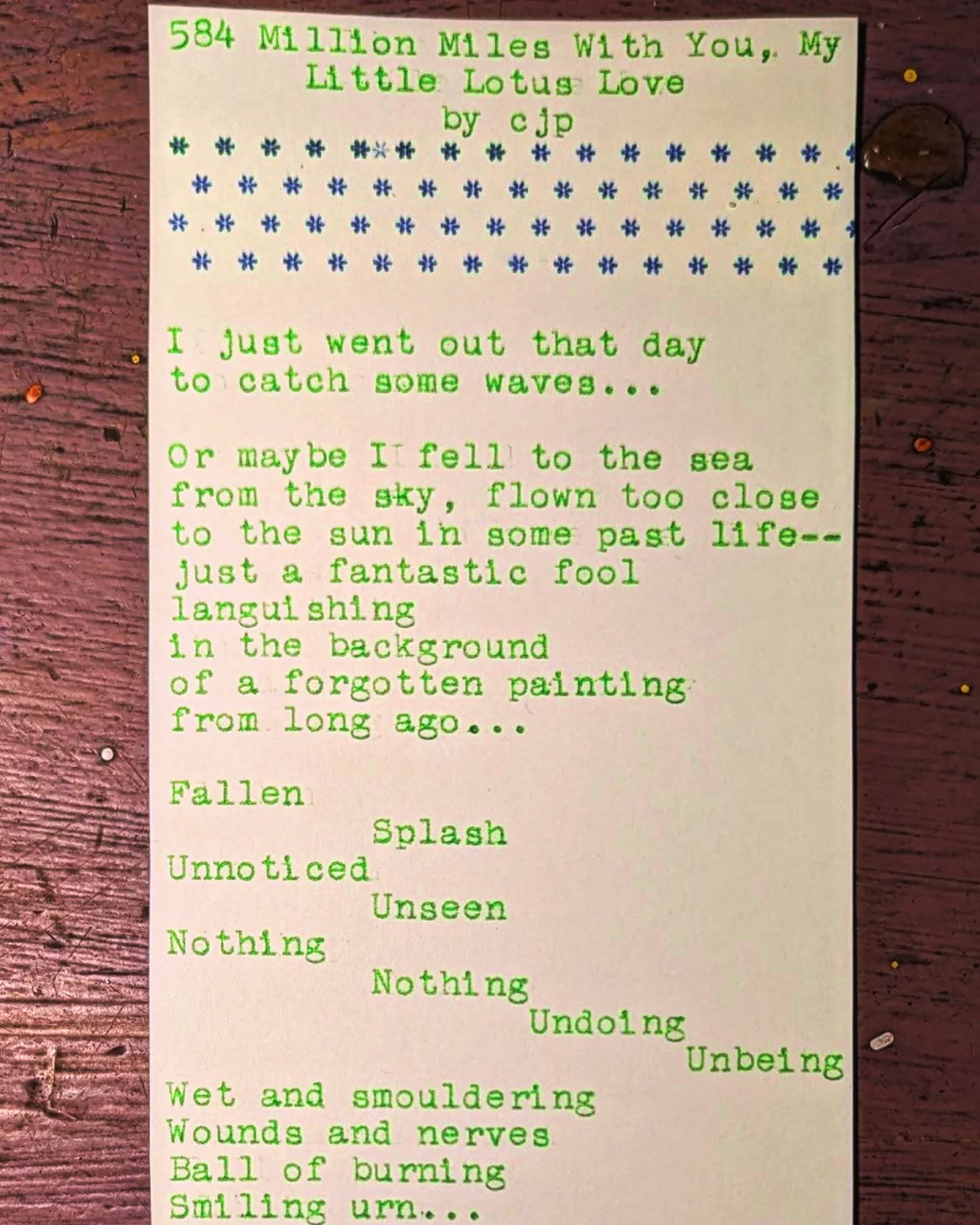 Additional archive image for Life Within Blue Skies Now, My Friday, My Love by Chris the Poet