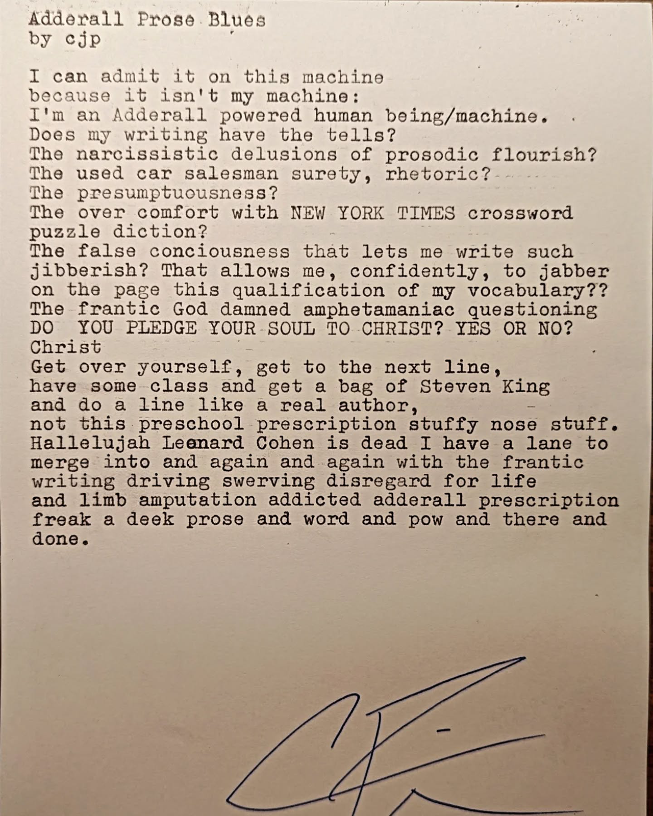 Additional archive image for Adderall Prose Blues by Chris the Poet