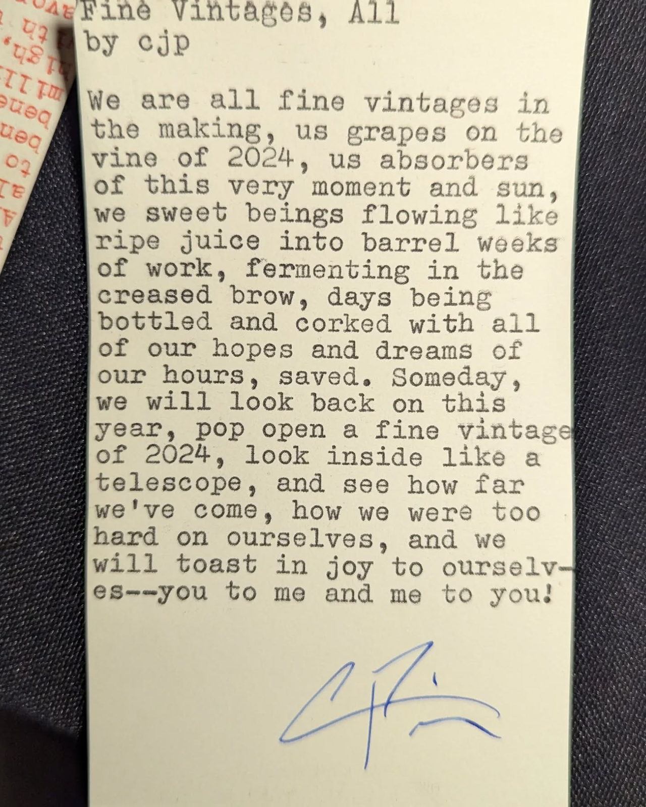 Additional archive image for Fine Vintages, All by Chris the Poet