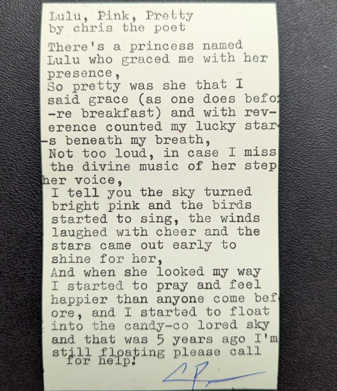 Additional archive image for Lulu, Pink, Pretty by Chris the Poet