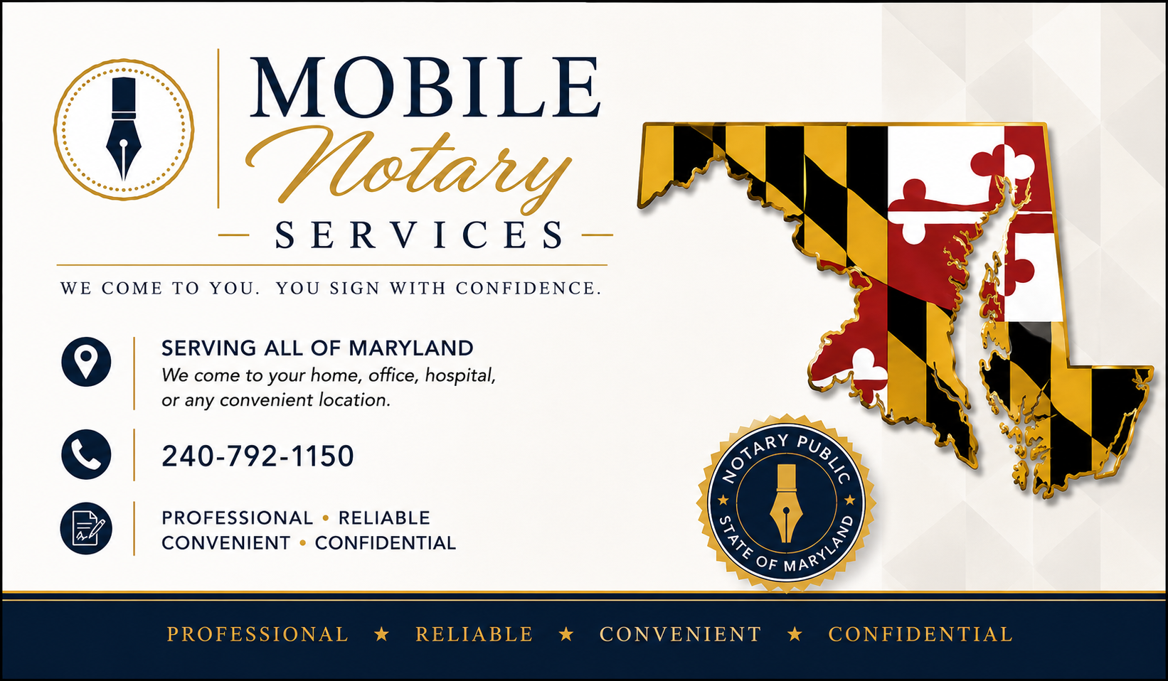 Professional notary stamp and documents