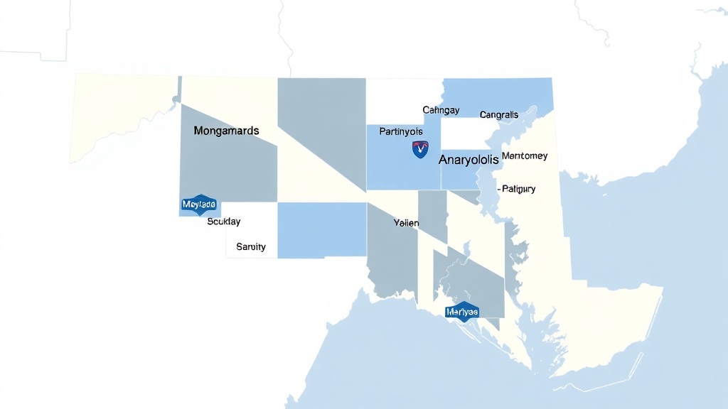 Map of Maryland showing service coverage areas