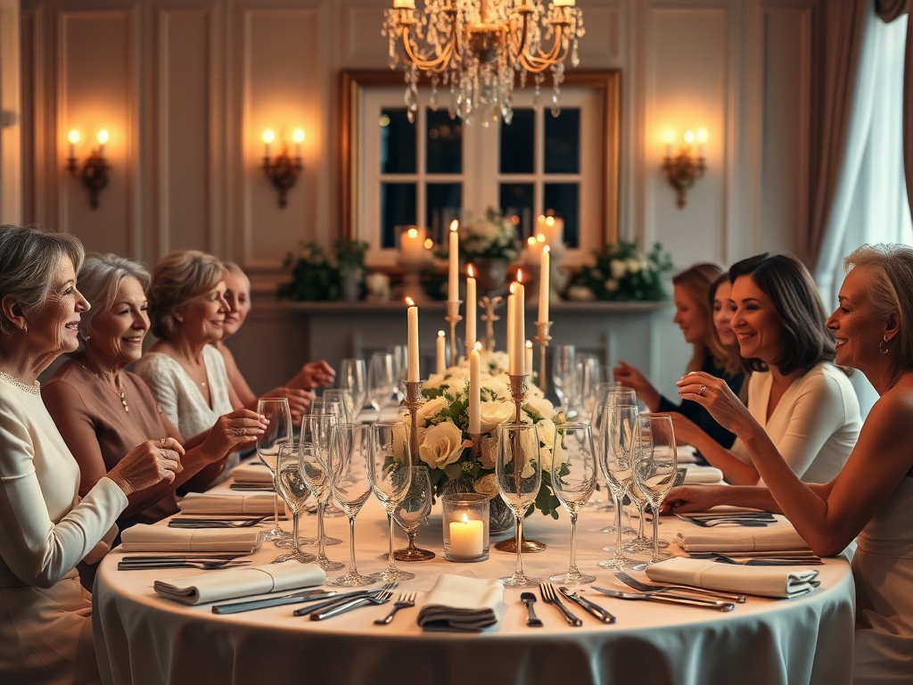 Milestone celebration with family gathered and elegant table setting