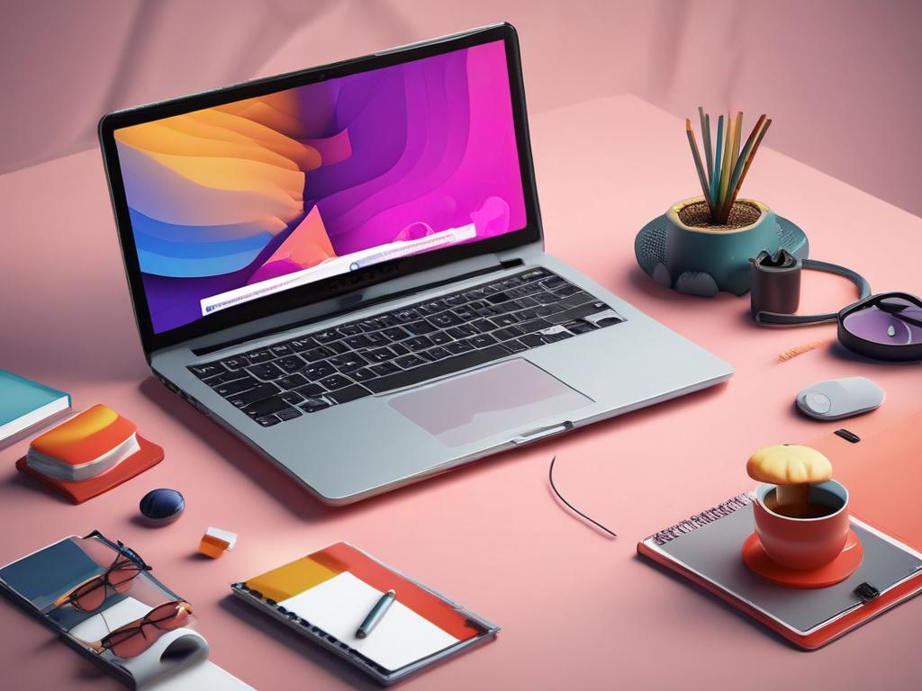 high resolution of a stylish laptop on a desk with