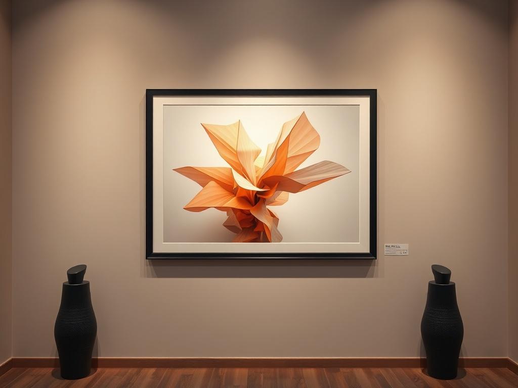 **AI Image Generation Prompt:**

Create a realistic, high-resolution photo that encapsulates the essence of Digitograph™ Studio, a place where AI-generated images transition into museum-quality masterpieces. 

**Composition:** 
- The image should feature a beautifully framed Digitograph™ Limited Edition print prominently displayed in a sophisticated art gallery setting. 
- The background should be a neutral-toned wall that emphasizes the artwork without distraction.
- Capture the fine details of the print, 