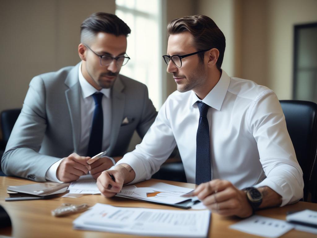 A close up shot of a professional consultant discussing financial