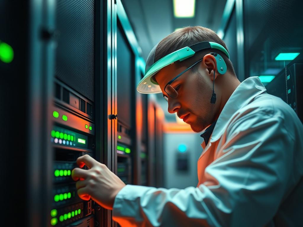 A close up shot of a technician working on a
