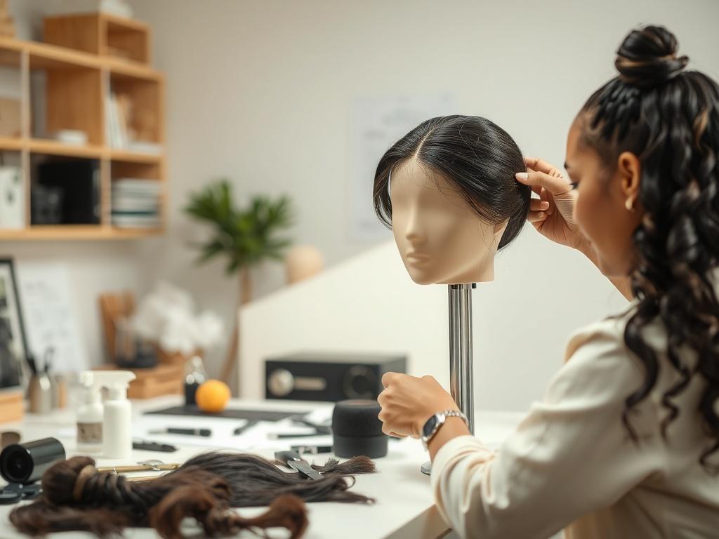 A well lit and organized workspace featuring a close up