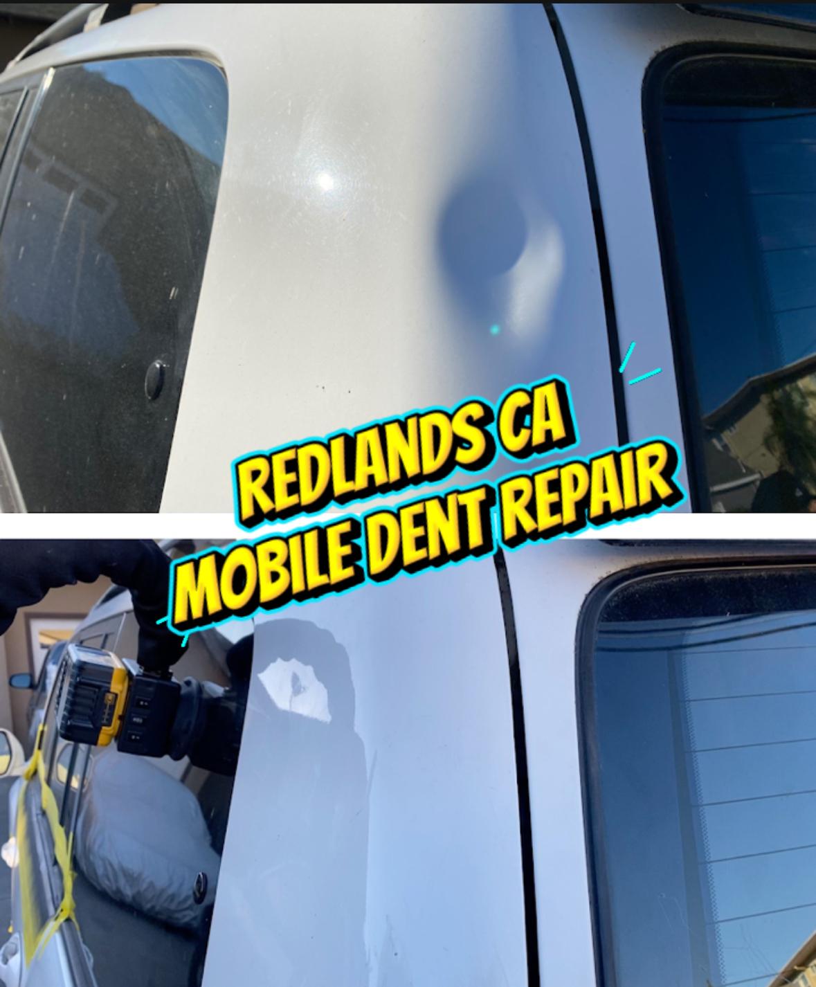 White panel dent repair before and after