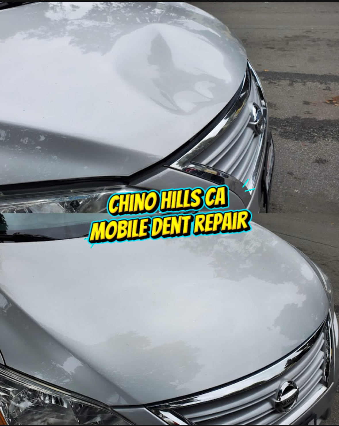 Professional dent repair before and after result