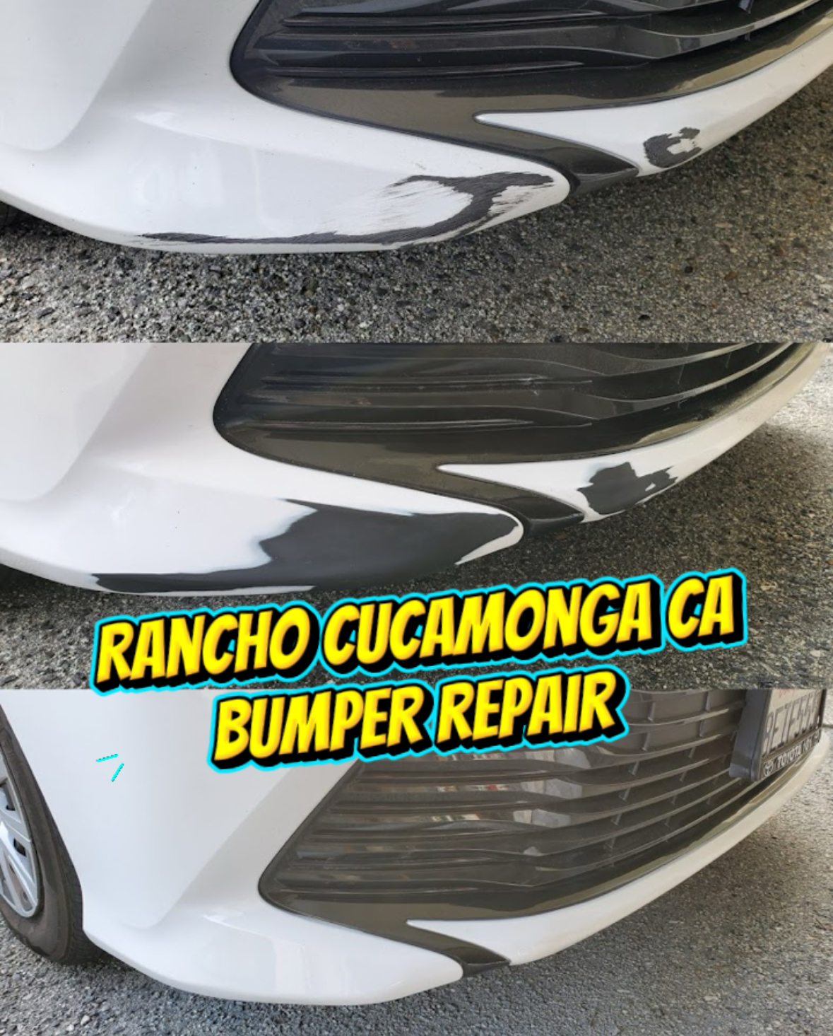 Bumper repair before and after in Rancho Cucamonga