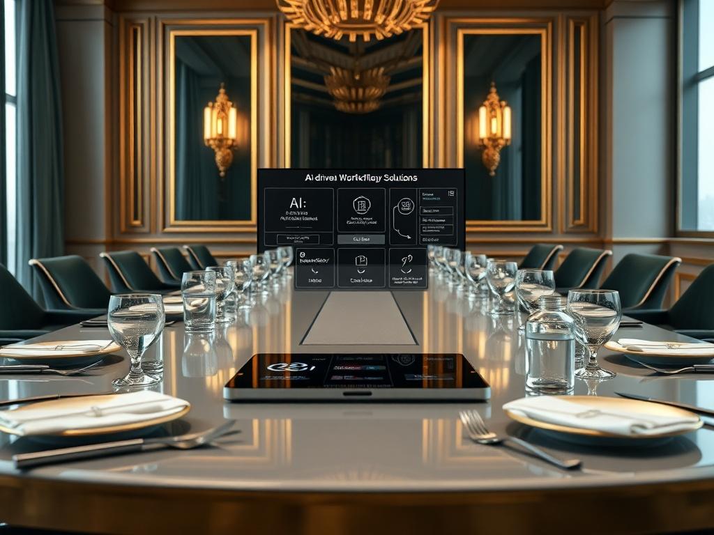 A high resolution close up of a conference room with
