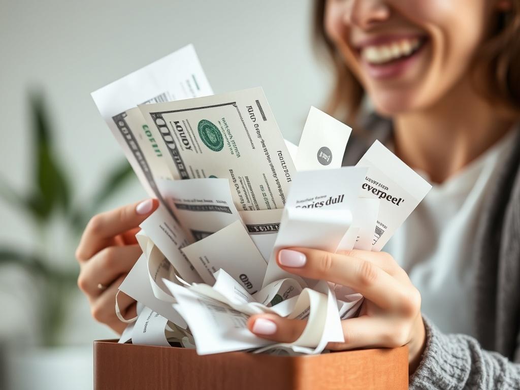 A close up shot of a person happily shredding multiple