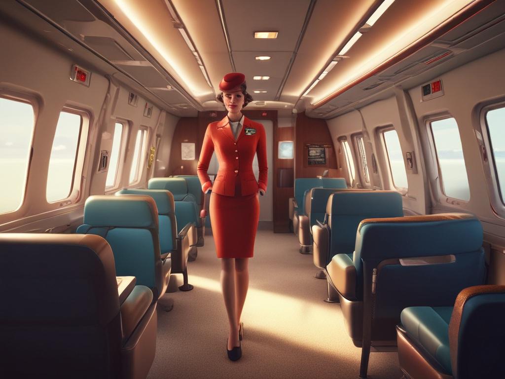 A graceful airhostess in a stylish uniform, standing in an