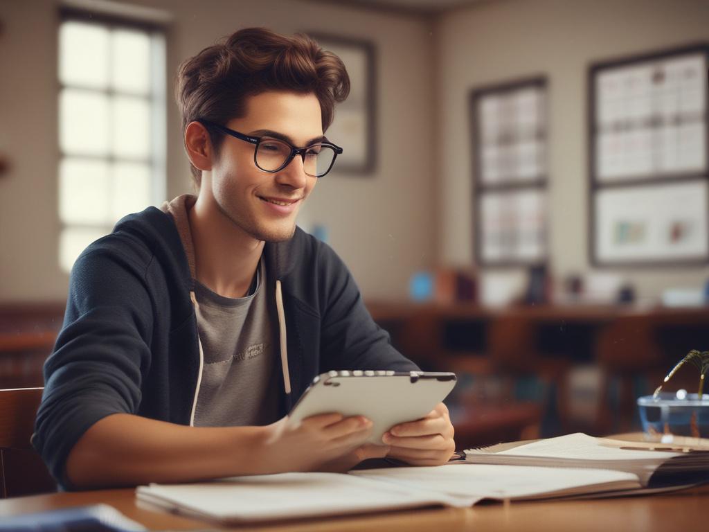 A close-up shot of a student using a calendar app on their phone to schedule a tutoring session, with a determined expression. The background features a cozy study space with books and a laptop, softly blurred to emphasize the student. The colors should harmonize with the primary color #C31755.