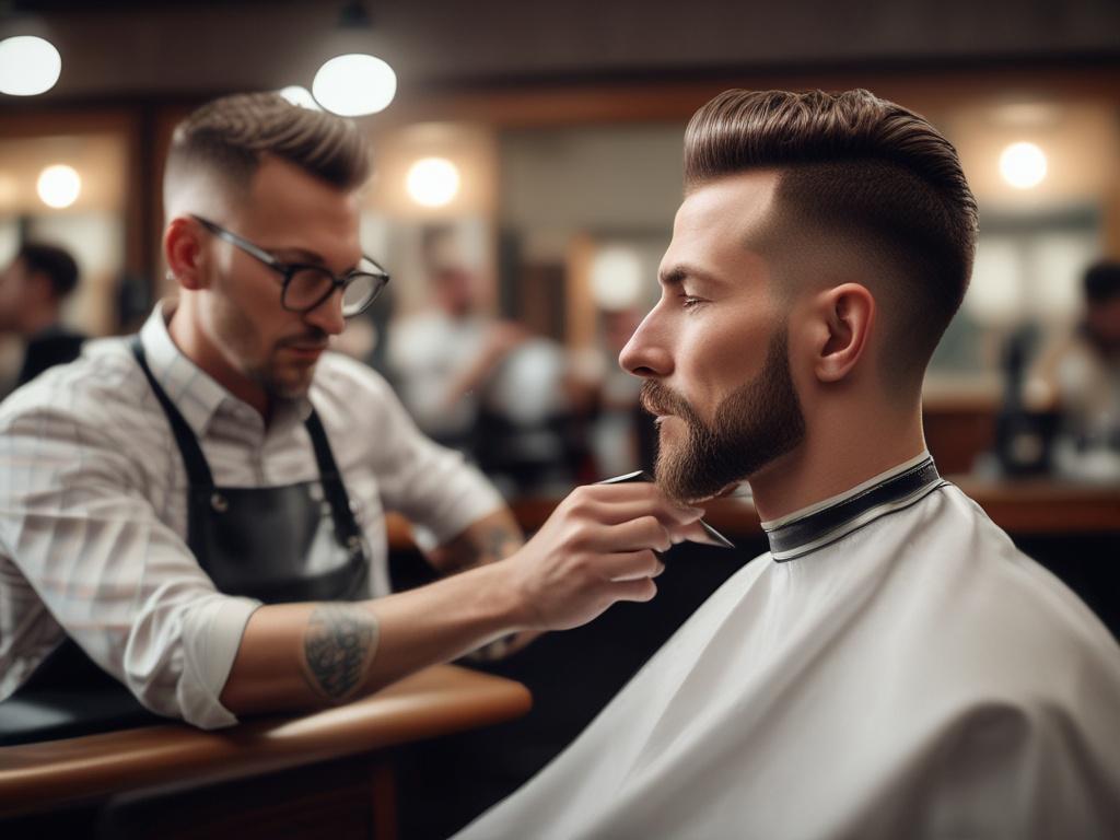 A hyper realistic close up of a barber focused on