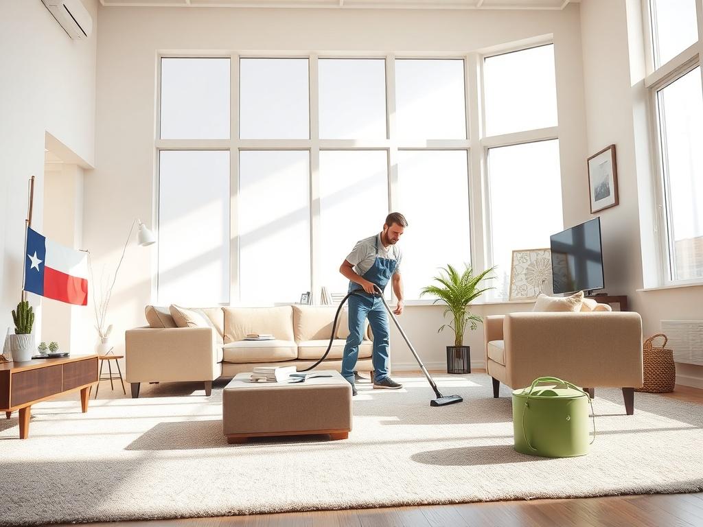 A bright and tidy living room with sunlight streaming in