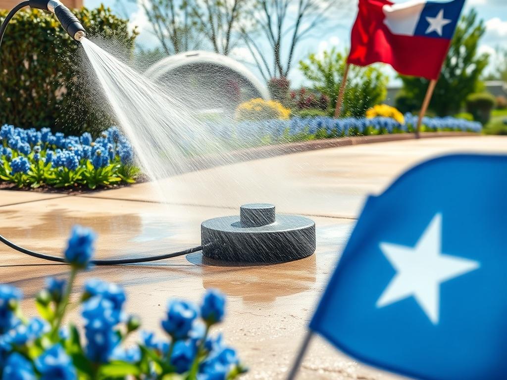 A dynamic scene of a pressure washer in action, cleaning