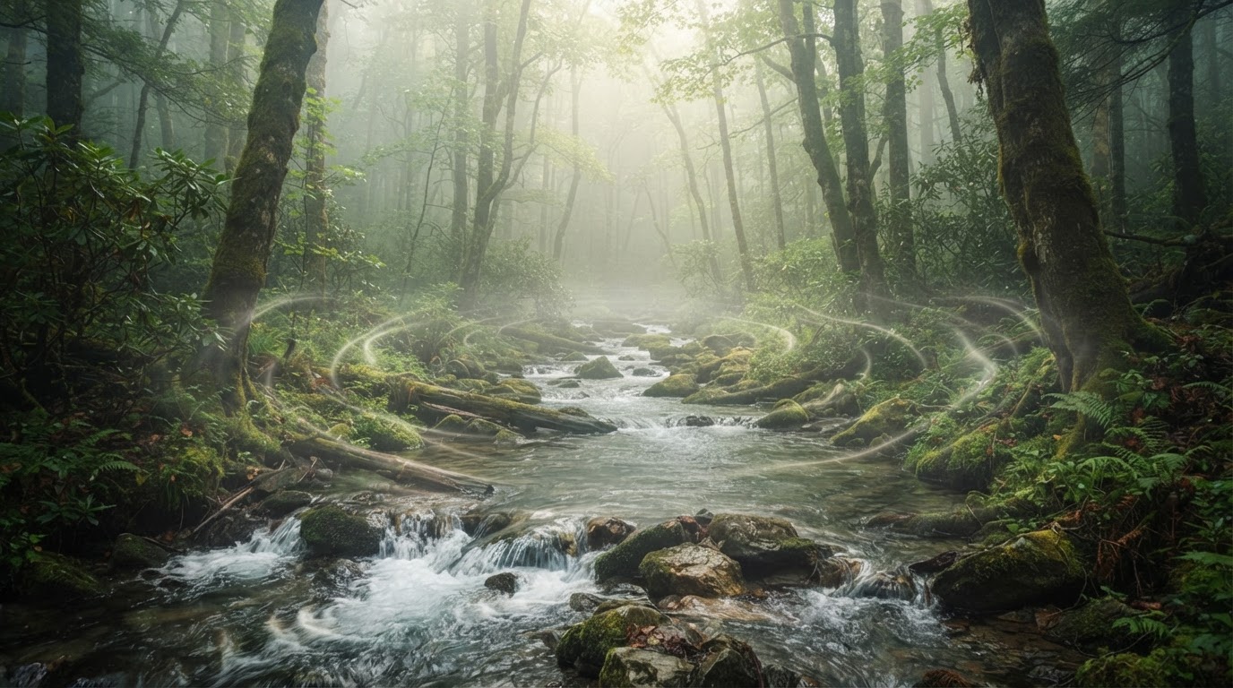 Nature soundscape forest scene