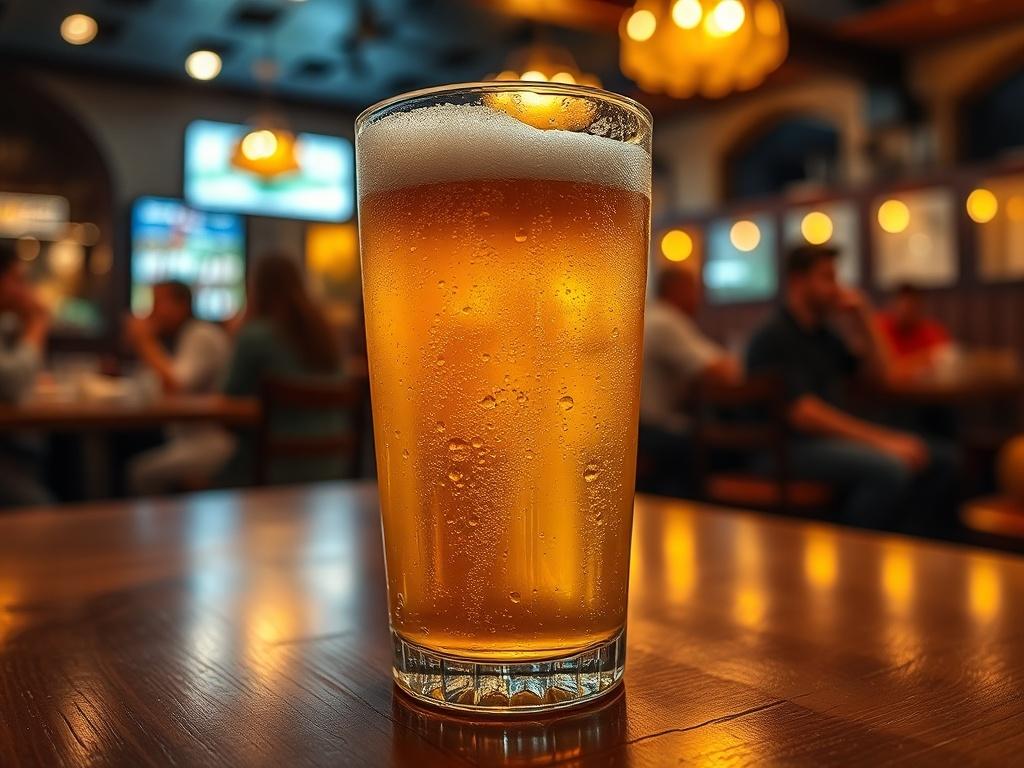 A close up of a frosty glass of Brazilian craft